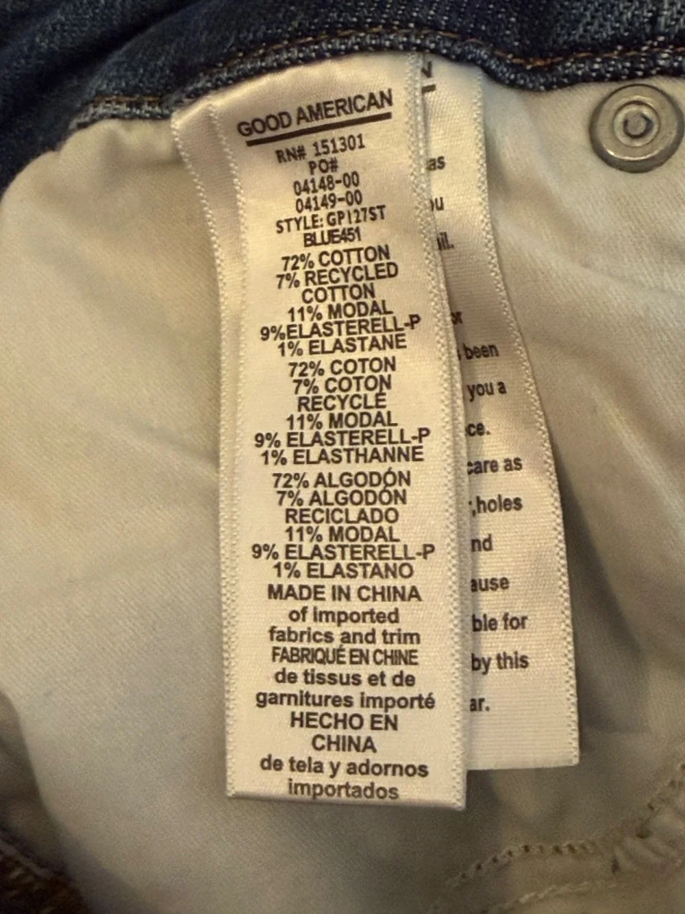 GOOD AMERICAN Good Waist Palazzo Jeans 4/27 Med Wash Excel Lightly Worn Cond.